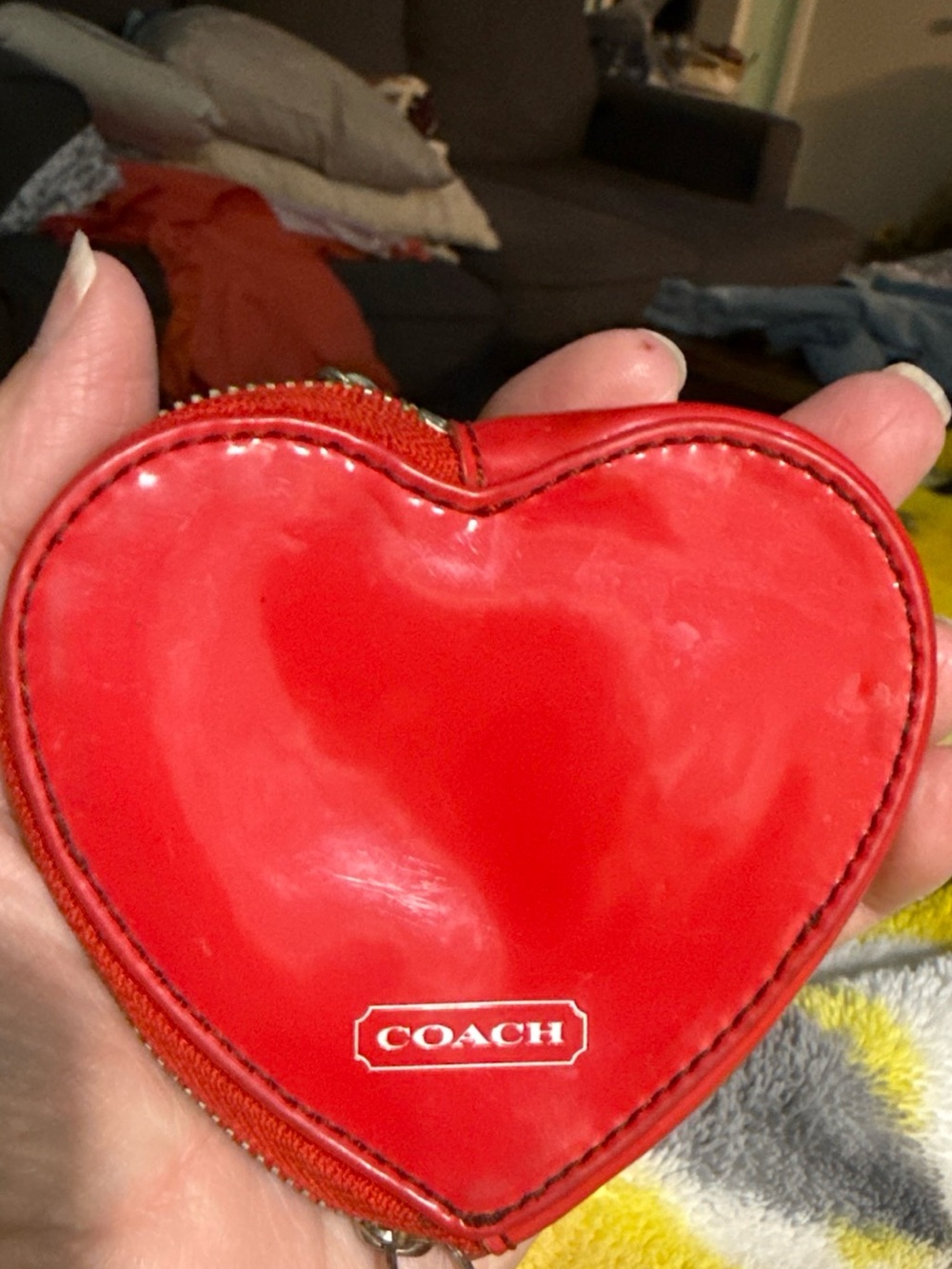 COACH Red Patent Heart Card & Coin Holder